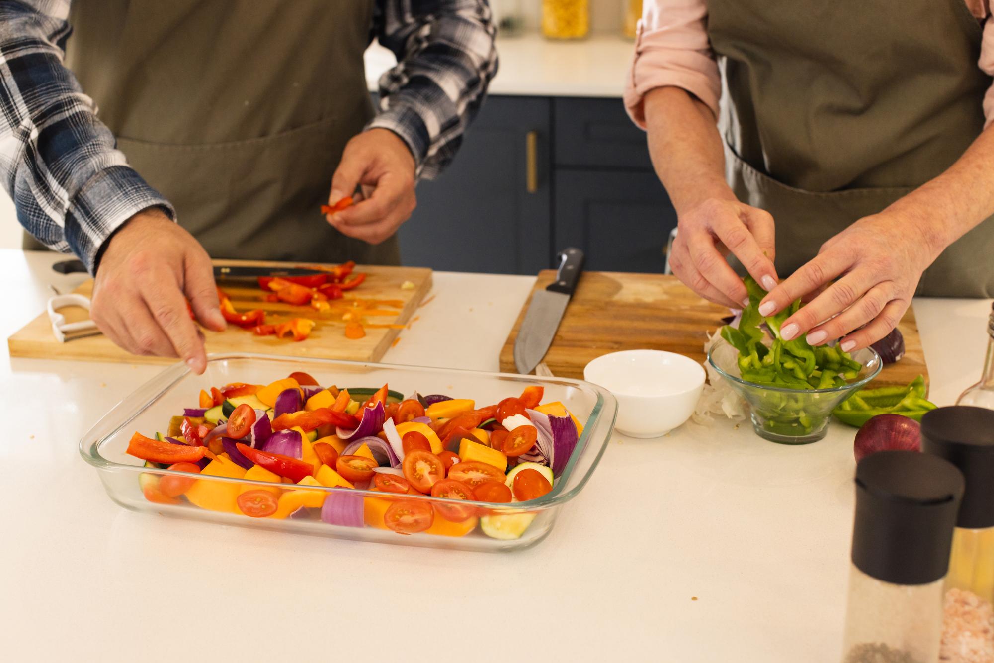 kitchen team preparing a meal together