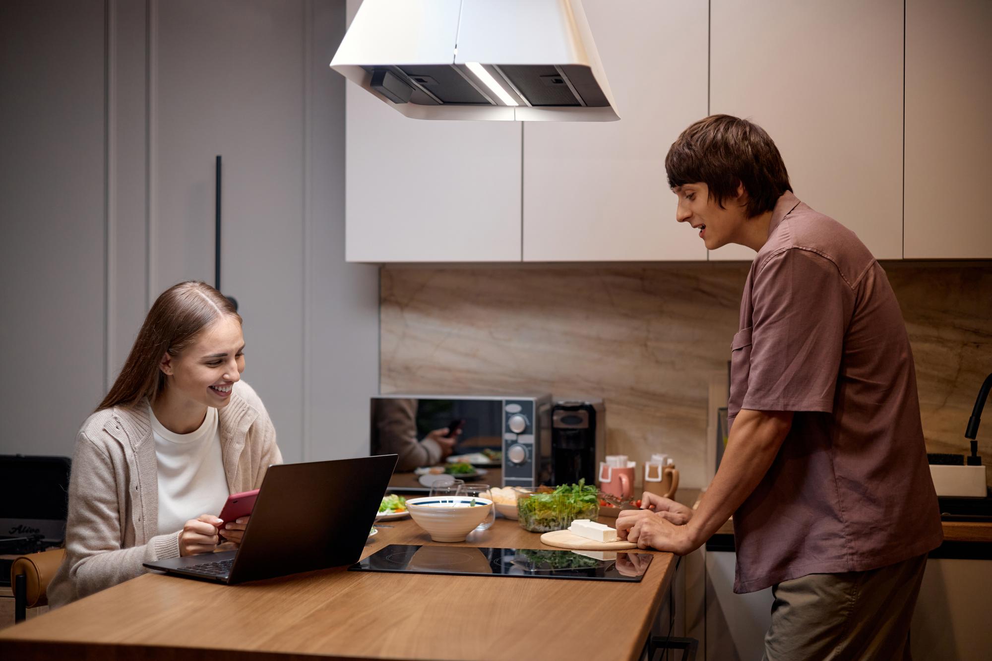 consultation in modern kitchen